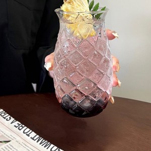 Creative embossed pineapple glass restaurant juice cold drink cup ins sparkling water cup personalized coffee cup