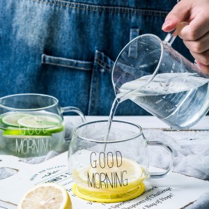 Glass with handle milk cup Breakfast  good morning mug