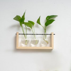 Creative wall hanging glass vase hanging wall transparent glassware living room wall decoration Small green flower bottle