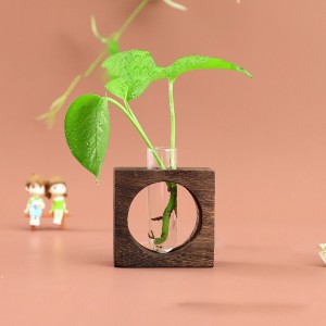Nordic creative glass vase ornaments living room household wooden test tube simple countertop flower arrangement hydroponic water culture vase