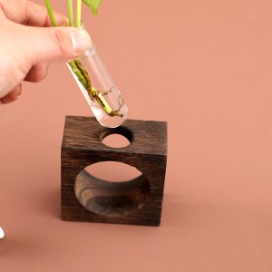 Nordic creative glass vase ornaments living room household wooden test tube simple countertop flower arrangement hydroponic water culture vase
