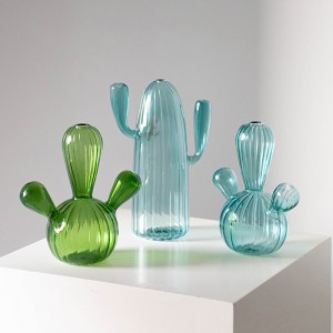 Creative bottle plant transparent cactus shape glass vase green flower pot flower fish tank water culture decoration ware