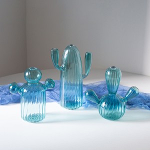 Creative bottle plant transparent cactus shape glass vase green flower pot flower fish tank water culture decoration ware