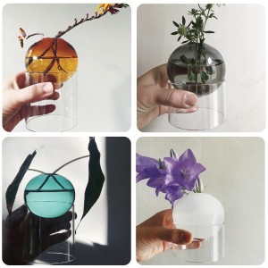 Nordic stained glass vase Simple creative tabletop decoration spherical decorative flower bubble spherical vase