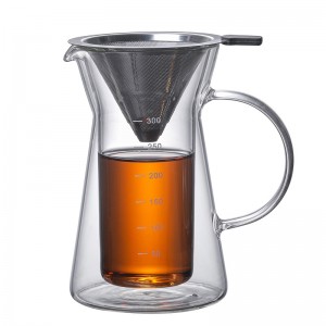 Wholesale glass hand brew coffee pot set double layer glass coffee pot home daily use coffee pot