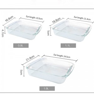 Square baking tray Tempered glass baking tray High borosilicate microwave oven pizza plate Baking plate