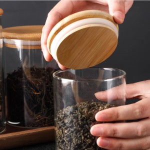 Food Containers with Airtight Bamboo Wooden Lids for Pasta
