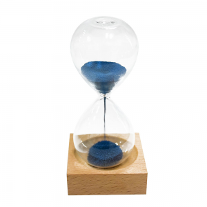 Colored sand 90/60 seconds with wooden base creative iron powder magnetic magnet hourglass