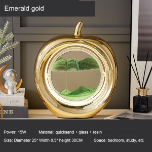 Creative quicksand painting apple table lamp ornament home gift gold and silver fashion romantic decorations ambient light night light