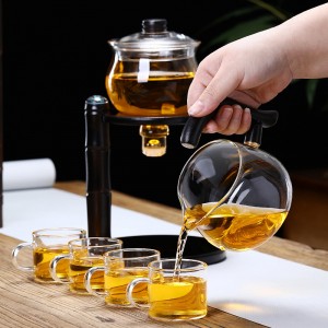 Household magnetic automatic brewing teapot borosilicate glass semi-automatic kung fu tea set transparent lazy tea leakage