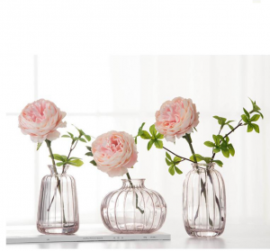 transparent crystal vintage round small clear glass bud vase for flower home deco wedding
