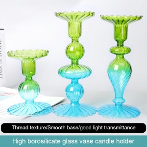Colored gradient glass candle holder Home Bedroom Living Dining Room Decoration Flowers colored transparent glass vase
