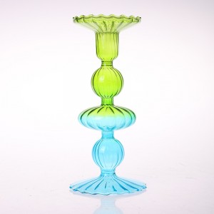 Colored gradient glass candle holder Home Bedroom Living Dining Room Decoration Flowers colored transparent glass vase