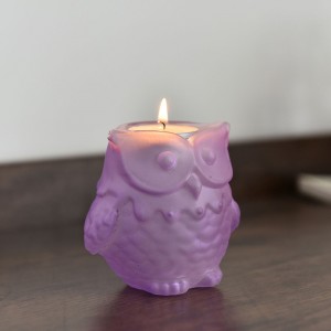 Creative European-style owl colored candle holder transparent glass candle holder candlelight dinner home decoration ornaments