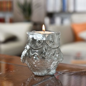 Creative European-style owl colored candle holder transparent glass candle holder candlelight dinner home decoration ornaments