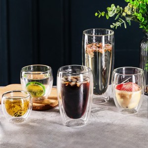 Double Wall Clear Glass Coffee Cup for Tea Juice  Milk