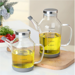 Kitchen oil pot dispenser borosilicate cooking olive vinegar dispensers edible oil sprayer bottle with handle