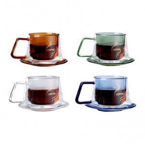 wholesale frosted glass coffee mug double wall glass coffee cup