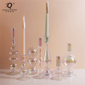Factory produces creative laser color glass candlestick glass vase restaurant table decoration