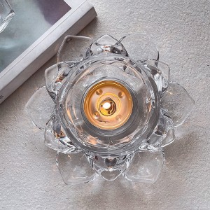 Transparent crystal glass lotus candle holder romantic home accessories