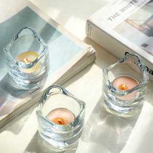 Japanese wave curved edge glass candle holder simple romantic tabletop decoration candle cup decoration