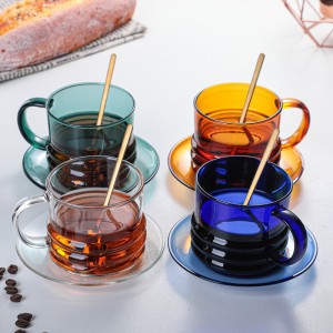 New thickened colored glass coffee cup high borosilicate Pyrex tea cup household water cup