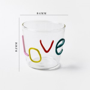 Creative color three-dimensional English letters glass household heat resistant milk cup
