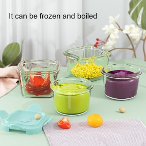 Simple glass baby food bowl household sealed storage box for microwave oven