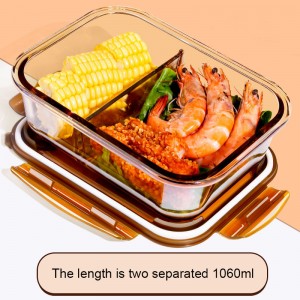 Large capacity rectangular glass lunch box Microwave oven lunch box