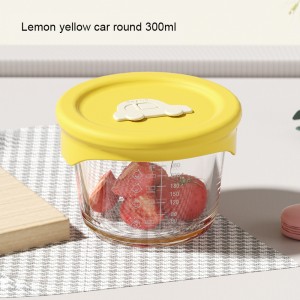 Portable sealed children’s food box wholesale potable glass bowl with silicone lid