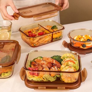 Large capacity rectangular glass lunch box Microwave oven lunch box