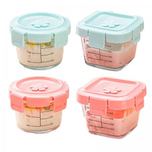 Simple glass baby food bowl household sealed storage box for microwave oven
