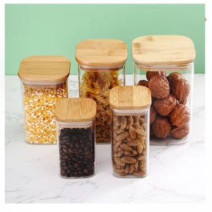 manufacturers handmade clear high borosilicate square storage jar glass containers for food storage