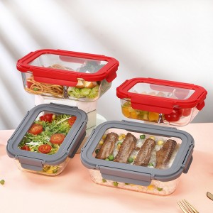 Heat resistant glass crisper wholesale transparent lunch box with lid