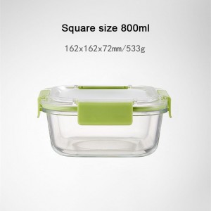 Wholesale large capacity rectangular glass lunch box microwave oven special transparent bento box