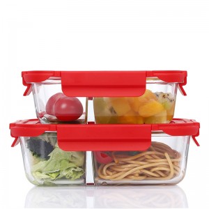 Heat resistant glass crisper wholesale transparent lunch box with lid