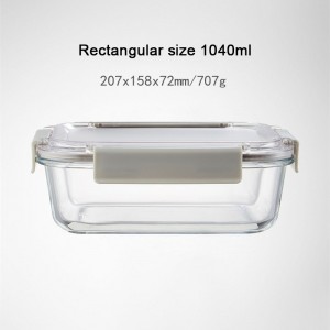 Wholesale large capacity rectangular glass lunch box microwave oven special transparent bento box