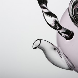 Light luxury pink high borosilicate glass teapot Butterfly lid flower teapot