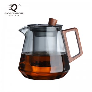 High temperature resistant transparent glass tea set for home flower teapot