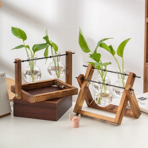 Wholesale creative hydroponic vase simple wooden frame vase living room simple decoration