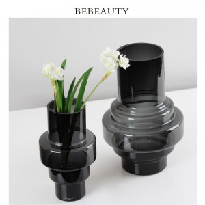 Modern simple grey tabletop glass vase home decoration transparent vase