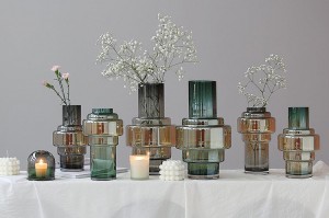 European creative gradual color glass vase decoration modern simple home flower arrangement decoration