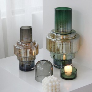 European creative gradual color glass vase decoration modern simple home flower arrangement decoration