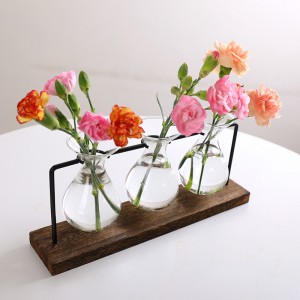 Creative glass vase living room desktop wooden flower decoration simple hydroponic decoration