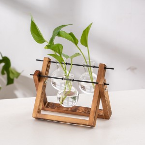 Wholesale creative hydroponic vase simple wooden frame vase living room simple decoration