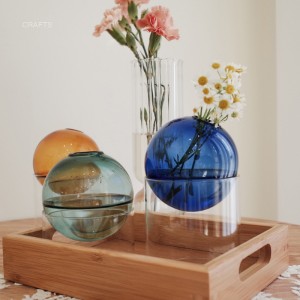 Nordic colored glass vase simple creative spherical tabletop flower arrangement decoration