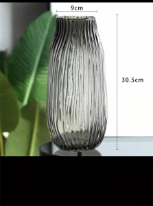 China Clear Cylinder Vase Factory Grey Transparent Glass Flowers Vase