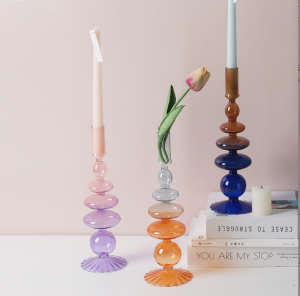 Customizable Color Nordic Glass Candlestick and Candle Holder Other Candle Holders