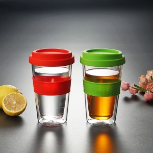 coffee keep cups silicon lids keep warm cup glass coffee cup with silicone lid