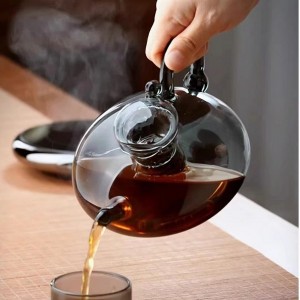 Thickened tea pot with high-temperature resistant glass tea maker for household use